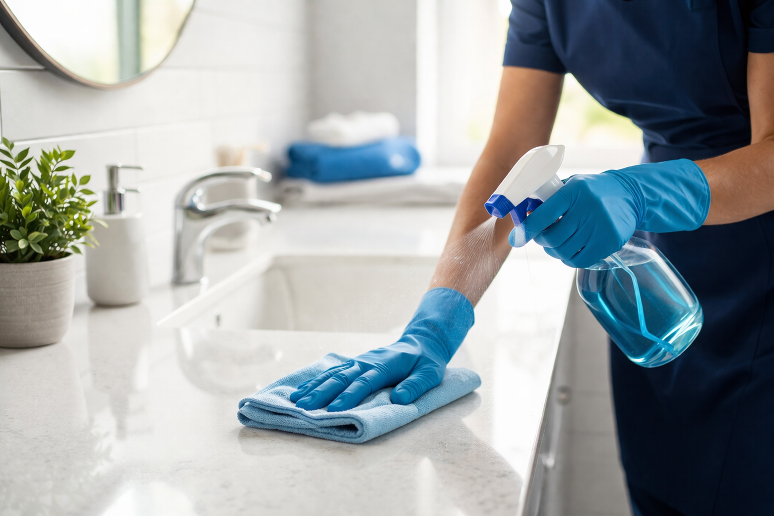 Modern bathroom surface cleaning